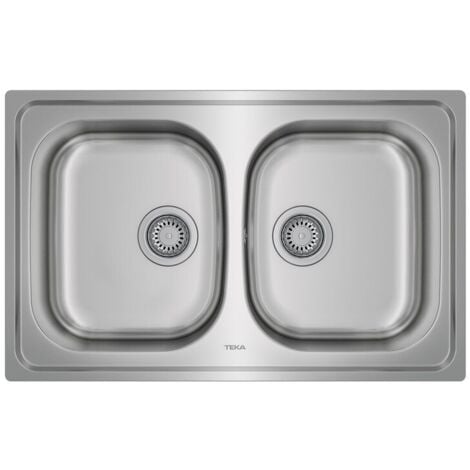 Fregadero Sobre-encimera Acero inoxidable Rectangular 2 Senos TEK
