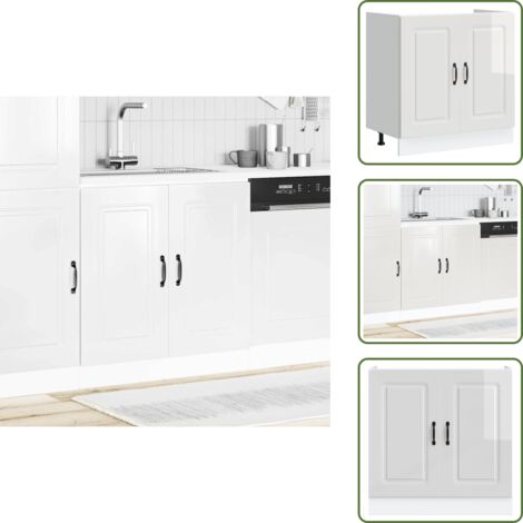 Fregadero - vidaXL Mueble bajo para fregadero Kalmar blanco brillo 80x46x81,5 cm - Mueble de almacenamiento