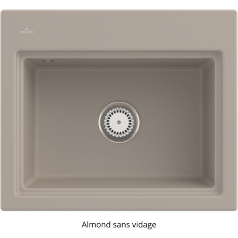 Fregadero VILLEROY ET BOCH Subway Style 60 S Almond CeramicPlus desagüe manual acabado antracita