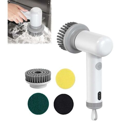 Fregadora eléctrica giratoria KZQ, multifuncional, de mano, ideal para cocina y fregadero (blanca)