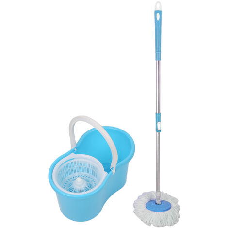Fregona giratoria azul con mango grueso