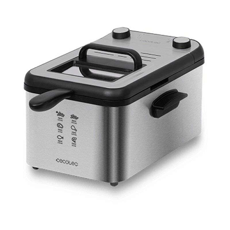 Cecotec - Freidora de 3 litros de capacidad y 2400 w, con filtro para la limpieza del aceite y cubeta de acero.