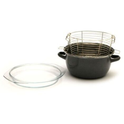 Freidora con tapa y cestillo parma 24 cm