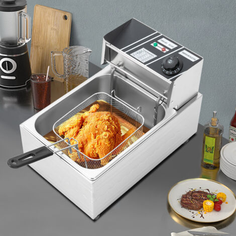 Freidora de aceite 6L de acero inoxidable, freidora de cocina, freidora de zonas frías, freidora 60℃ - 200℃