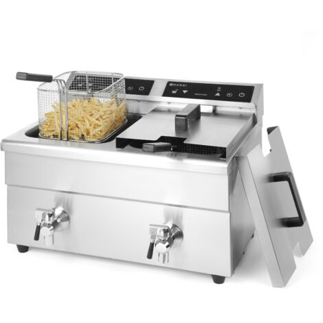 Freidora de doble inducción con grifo KITCHEN LINE 2x 8 L Hendi 215029