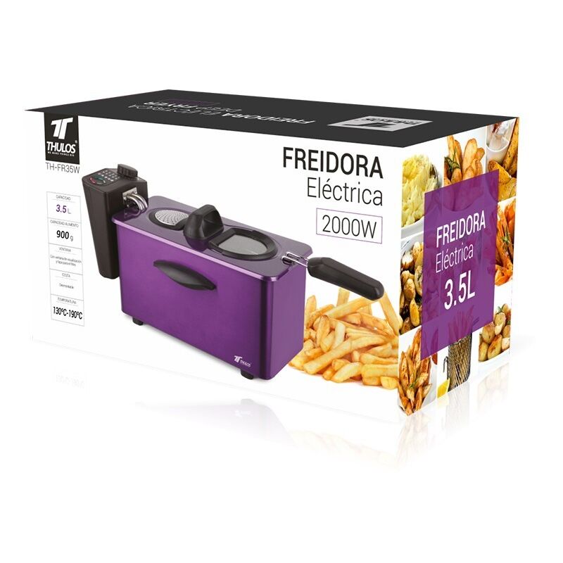 Suinga - Freidora aceite eléctrica diseño morado 2000W 3.5 litros