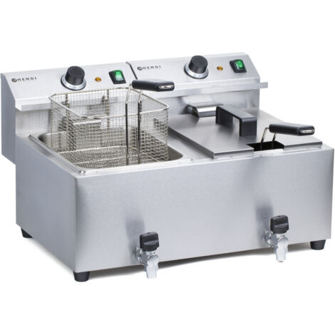 Freidora Masterpro con grifo 230V 7kW 2 x 8L - Hendi 209301