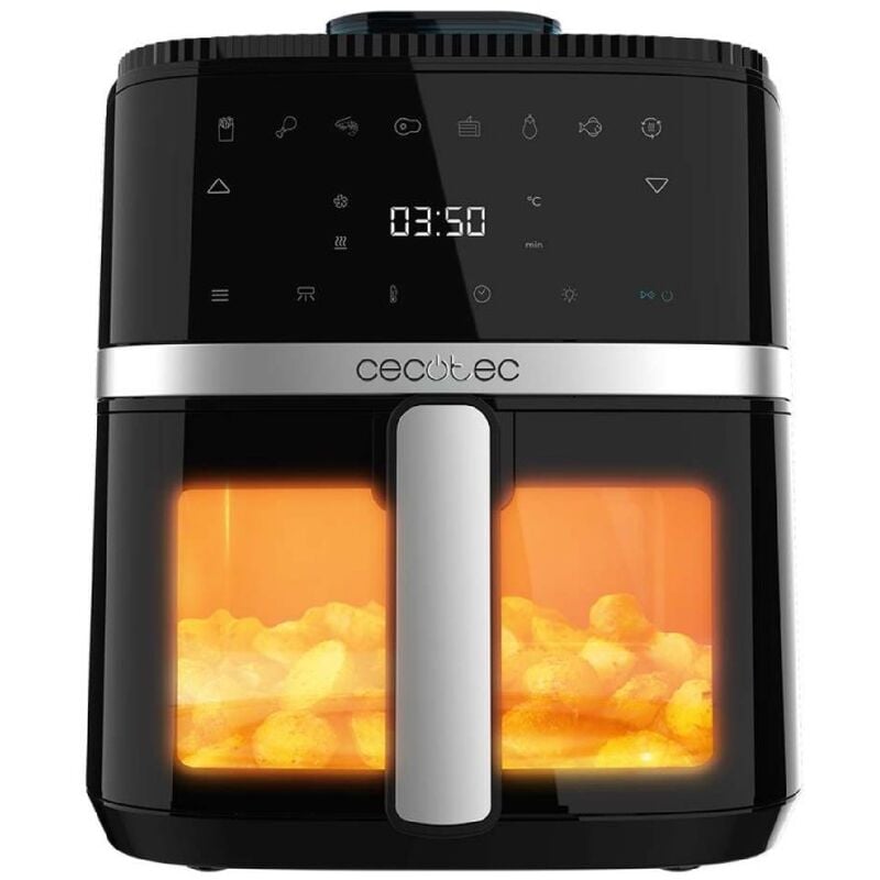 Cecotec - Freidora de Aire sin Aceite de 5 l Cecofry Drip 5000 Air Fryer. 1500 w, Spray de Agua, 8 Menús, Tecnología PerfectCook, 80-200ºC, Ventana,