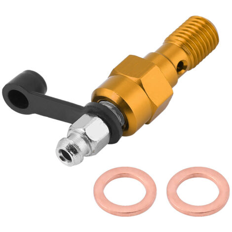 Frein de Moto M10X1.0 Mm, Maître de Bilan de Saignement du Maître-cylindre avec Bouchon de Poussière, en Aluminium de Haute qualité, Mamelon de Purge de Remplacement pour les (GOLD).