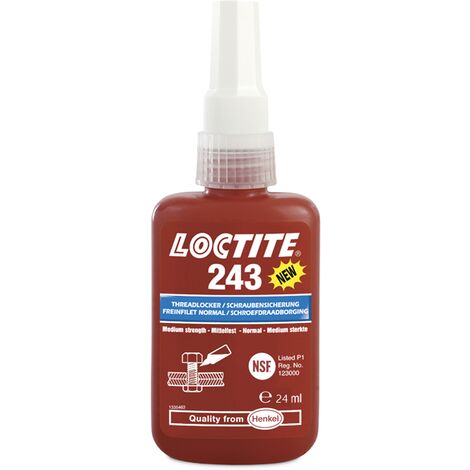 Frein filet moyen LOCTITE 243 24ml – Pour métaux, tolère huiles industrielles – Résiste aux vibrations – Application précise