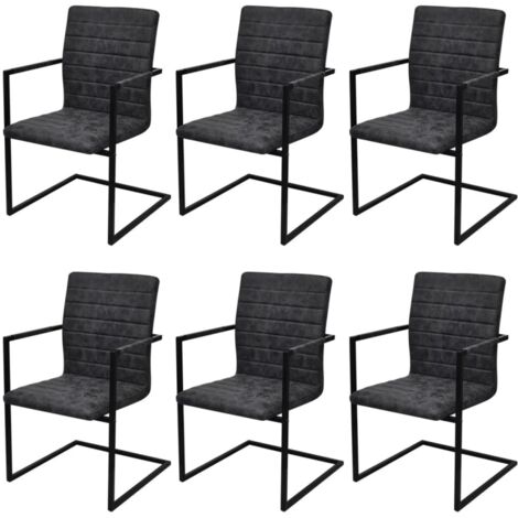 Freischwinger 6 Stk. Schwarz Kunstleder vidaXL