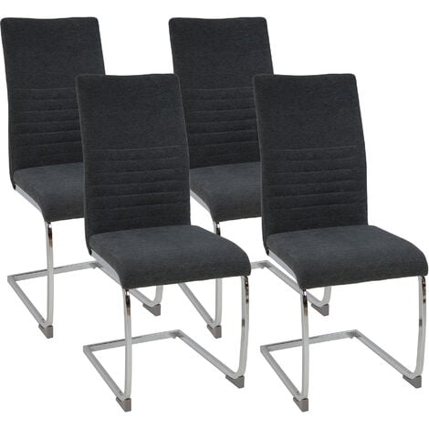 ALBATROS Freischwinger Stühle 4er Set LUGANO, Grau - Esszimmerstuhl Schwingstuhl mit modernem Design, Stoff-Bezug, dicke Polsterung - Küchenstuhl, Polsterstuhl, Stuhl Esszimmer oder Esstisch Stuhl