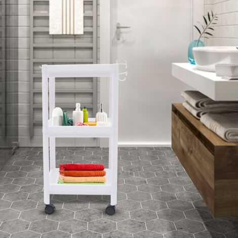 Freistehend Küchenregal Schmal klein Badezimmer Regal PP Plastik Regal mit Räder