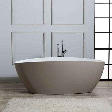Freistehende Badewanne aus beige Harz