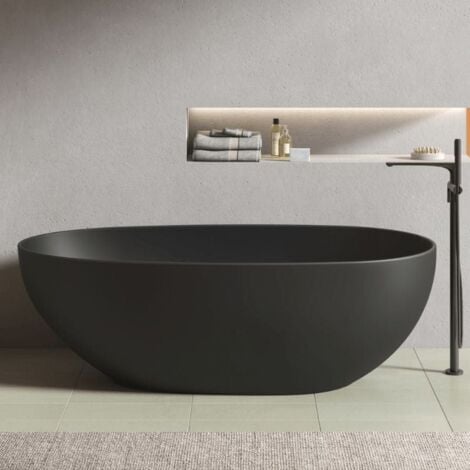 STANO. Freistehende Badewanne FLORIDA SCHWARZ MATT 165 cm