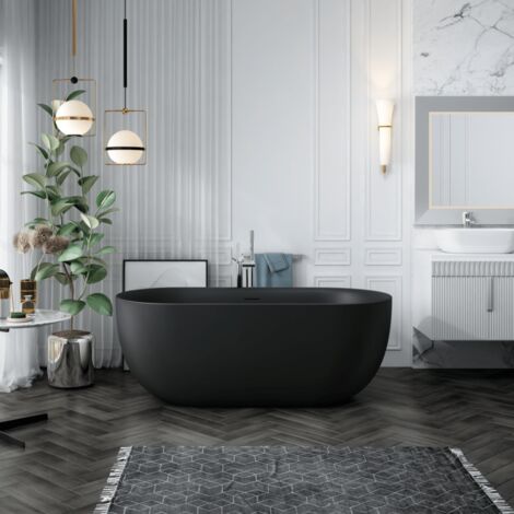 Freistehende Badewanne LISBON SCHWARZ MATT 160 cm