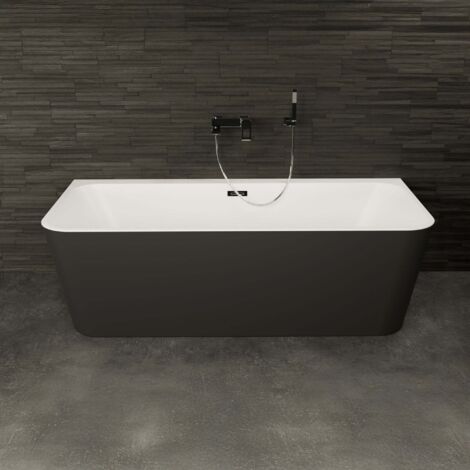 Freistehende Badewanne  Mint 180 schwarz  180 x81 x57 cm, by SPALINA