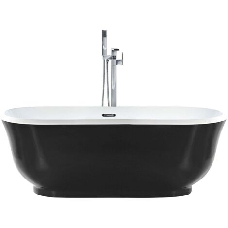 Freistehende Badewanne TESORO 170 x 77 cm Schwarz