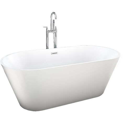 freistehende Badewanne Wanne F11 170x80cm Whirlpool mit Luftmassage mit Armatur AF03