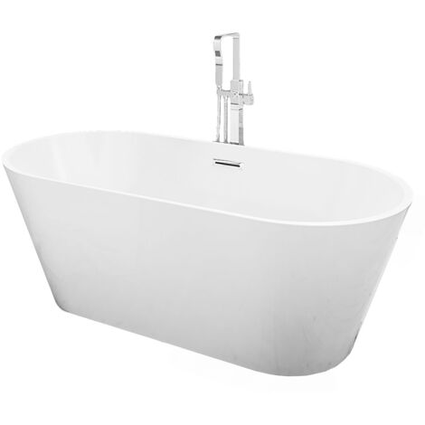 freistehende Badewanne Wanne F11 170x80cm Whirlpool mit Luftmassage mit Armatur AF05