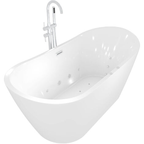 freistehende Badewanne Wanne F23 180cm Whirlpool Luft & Wasser mit Armatur AF04
