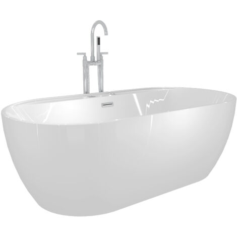 freistehende Badewanne Wanne F29 180x90cm Whirlpool Luft & Wasser mit Armatur AF03