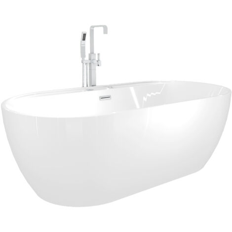 freistehende Badewanne Wanne F29 180x90cm Whirlpool Luft & Wasser mit Armatur AF05