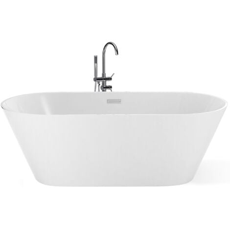 Freistehende Badewanne Weiß 150 x 75 cm Acryl Oval 150 cm Badezimmer