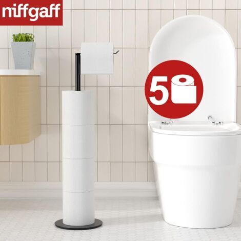 Freistehender Toilettenpapierhalter fürs Badezimmer, Edelstahlständer mit schwarzer Oberfläche, einfacher und praktischer Spender