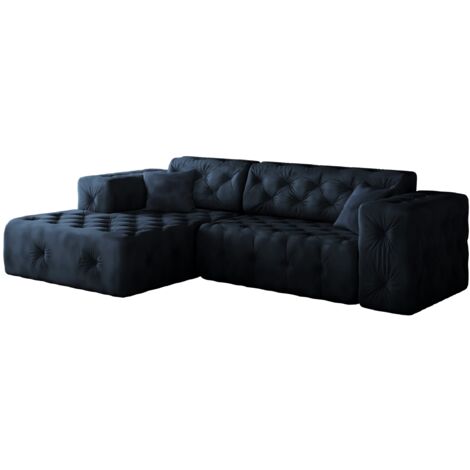 Freistehendes Ecksofa, stark gesteppt, weich, elegant LUX stoff Whisper Links Blau