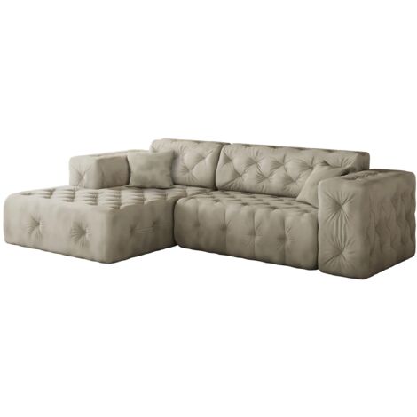 Freistehendes Ecksofa, stark gesteppt, weich, elegant LUX stoff Whisper Links Creme