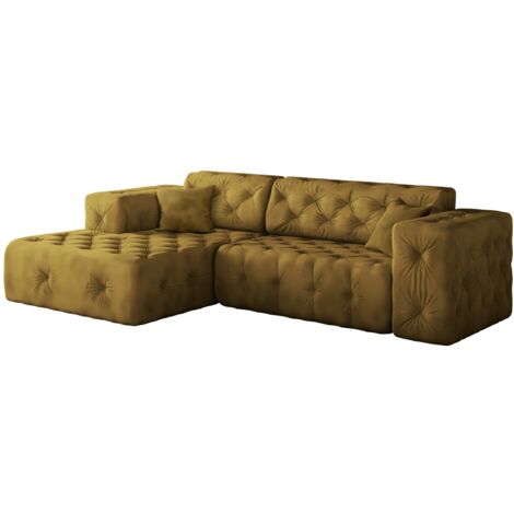 Freistehendes Ecksofa, stark gesteppt, weich, elegant LUX stoff Whisper Links Golden