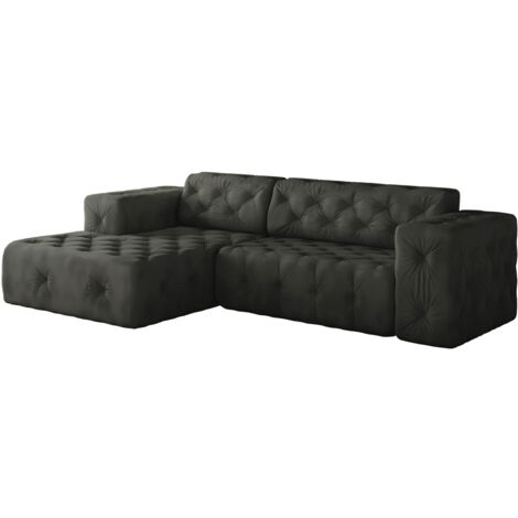 Freistehendes Ecksofa, stark gesteppt, weich, elegant LUX stoff Whisper Links Graphit