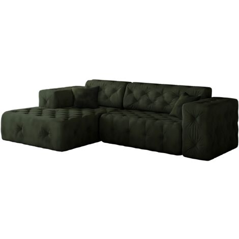 Freistehendes Ecksofa, stark gesteppt, weich, elegant LUX stoff Whisper Links Grün