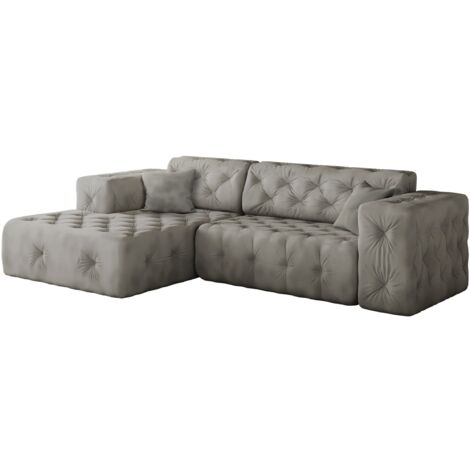 Freistehendes Ecksofa, stark gesteppt, weich, elegant LUX stoff Whisper Links Silber