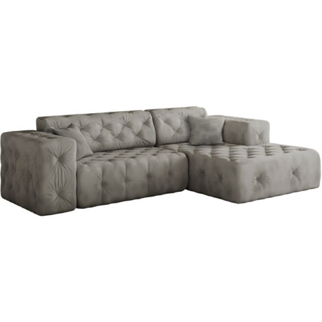 Freistehendes Ecksofa, stark gesteppt, weich, elegant LUX stoff Whisper Rechts Graphit