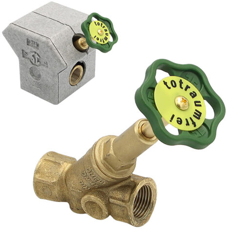 Freistromventil Muffenanschluss 1/2" bis 2" mit Dämmschale ohne Entleerung mit EPDM-Dichtungen und steigende Spindel