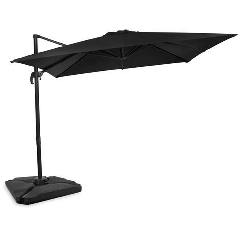 Freitragender Premium-Sonnenschirm Pisogne 300x300cm – Robuster Sonnenschirm – Kombi-Set inklusive füllbaren Premium-Sonnenschirmfliesen – Um 360° drehbar – Neigbar – UV-beständiges Segeltuch – Anthra