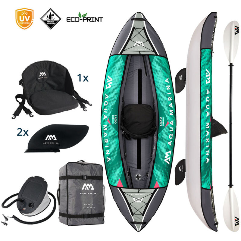 Aquamarina Freizeit Kajak 1 Person Laxo-285 Aufblasbar Petrol Im Set - Aqua Marina