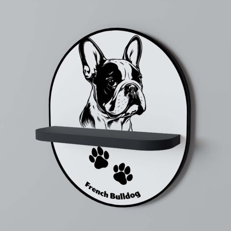 FRENCH BULLDOG Mensola ovale nera