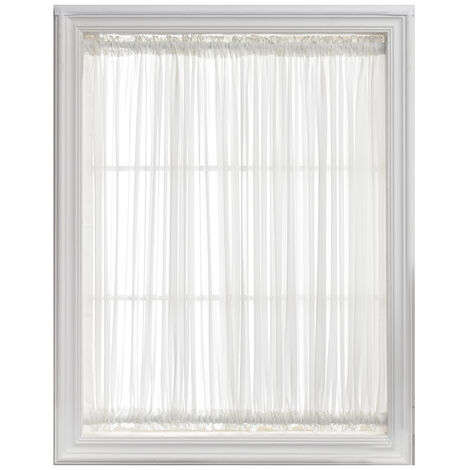 French Door Linen Texture Panel Curtain Weave White Clear French Door No Punch Velcro Panel - 1 Panel Tie
