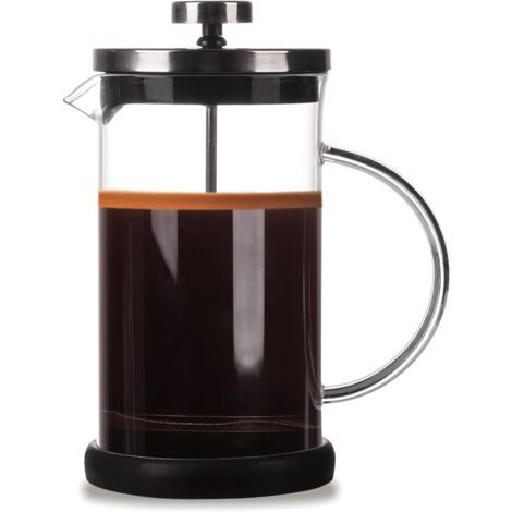 French-Press-Kaffeemaschine – 5 Tassen – French-Press-Kaffeemaschine 600 ml, französische Karaffe für Filterkaffee, Espresso und Tee mit Dreifachfilter, spülmaschinenfest (schwarz)