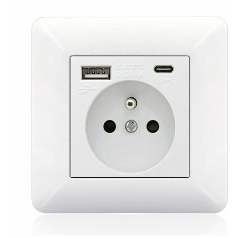 French socket panel Type-c+USB16A Type 86, number of sockets: 2 holes, number of USB ports: 1, number of Type-C ports: 1, safe and firm (white bow)
