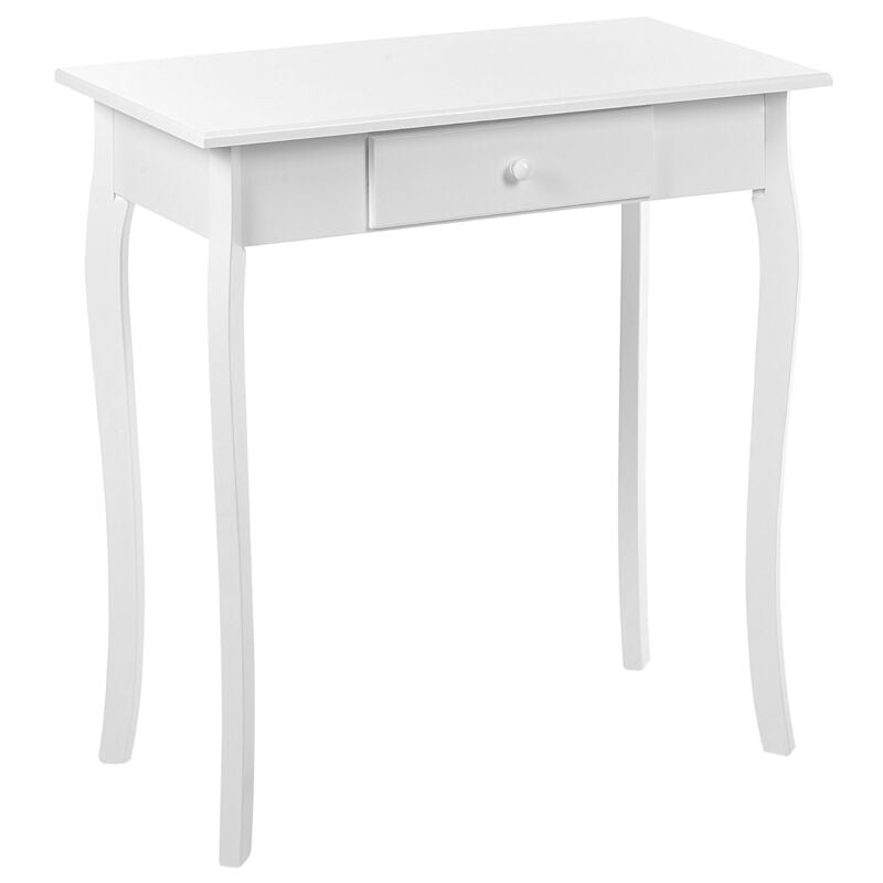 French Style Console Table with Drawer Wooden Legs White 75 x 40 cm Albia