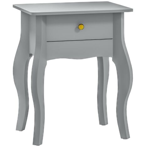 French Style Side Table with Drawer - Grey