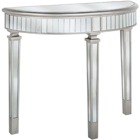 French Vintage Mirrored Console Side Table Bedside Silver Shabby Chic 90 x 35 cm Tolouse
