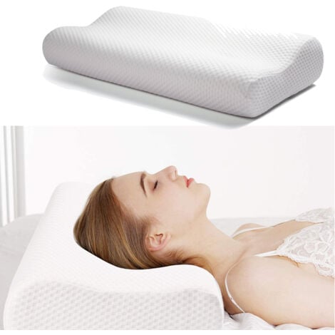 FREOSEN Almohada Ergonómica de Espuma con Memoria Cojín Cervical con Funda Lavable Hipoalergénica 63x43CM