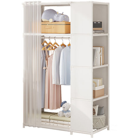 Freosen – Armoire de rangement penderie en tissu 88.5x162.5x44.5cm – Structure en métal – 4 étagères en fer – Capacité 100 kg pour vêtements suspendus