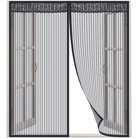 Freosen – Moustiquaire fenêtre magnétique 130x150 cm – Maille dense en Dacron – Installation sans perçage – Couleur noire – Rideau amovible
