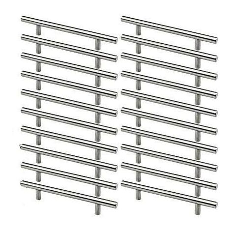 Freosen – Poignée de meuble inoxydable 20pcs – Entraxe 128mm – Acier brossé – Poignée en T pour porte d'armoire